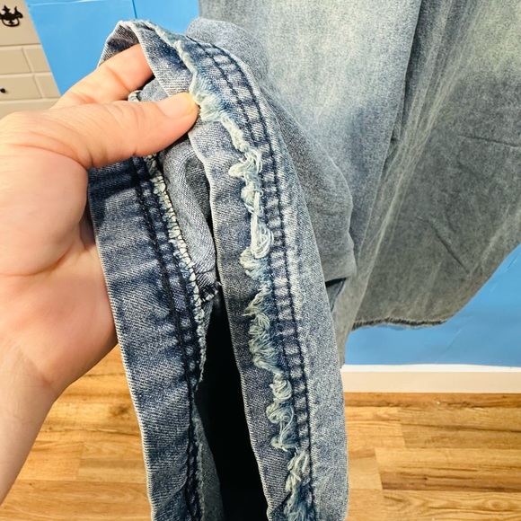 Casual Blue Distressed Women's Overalls - Picture 4 of 7